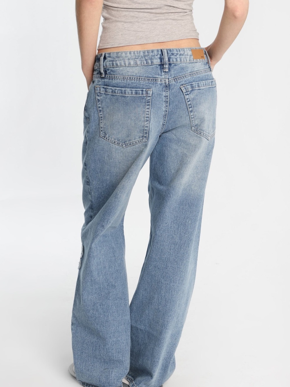 Aeropostale Light Blue Wide Leg Denim Jeans with Butterfly Appliqué - Picture 5 of 9